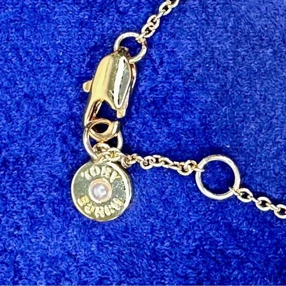 Tory Burch Kira Pavé Pearl Delicate Chain Bracelet Gold Plated Adjustable